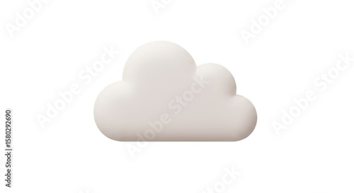 White 3D Cloud Icon Weather Sky Fluffy Illustration Cartoon Render