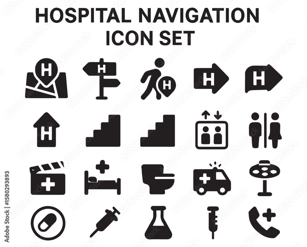 Medical Navigation Icon Set – Hospital Wayfinding Vector Pack Medical Navigation Icon Set – Hospital Wayfinding Vector Pack