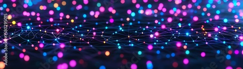 A vibrant visualization of a complex connected network structure