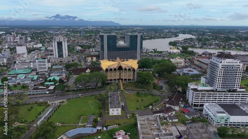 Aerial view of The exterior view of Borneo Cultures Museum