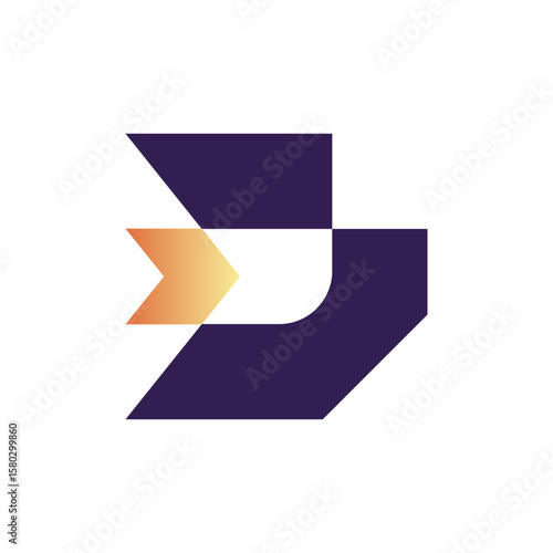 Free Download A bold, geometric logo with a dark purple and orange gradient, forming a dynamic, abstract 