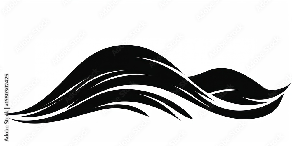 Obraz premium Water wave minimalist silhouette black.