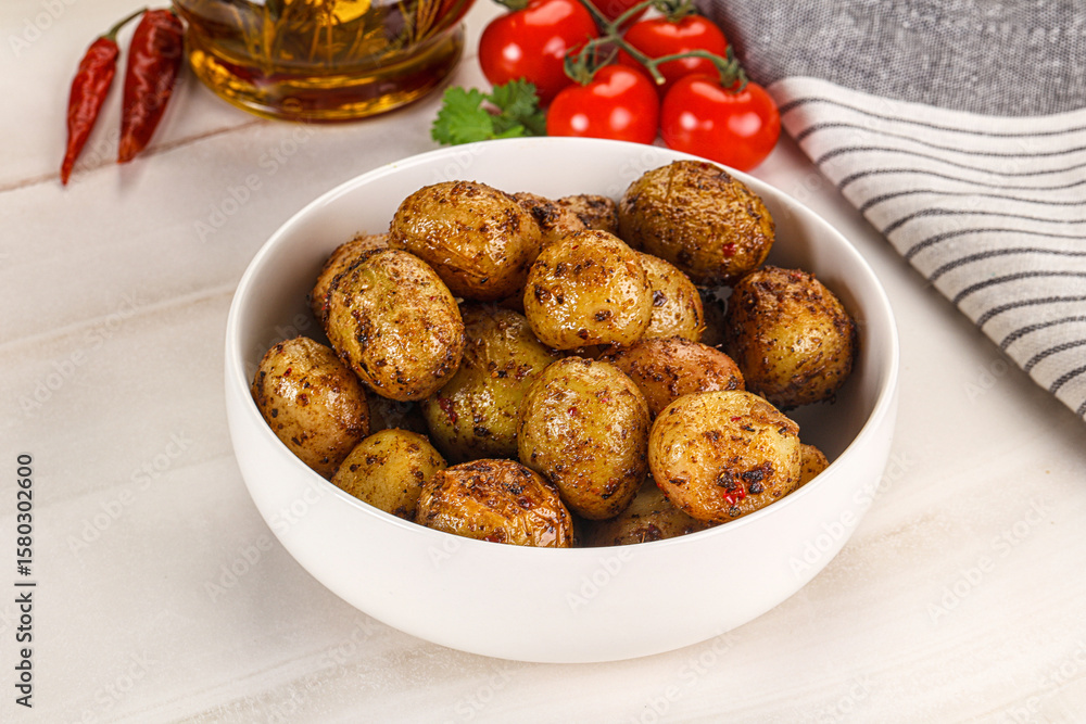 Baked mini potato with herbs Baked mini potato with herbs