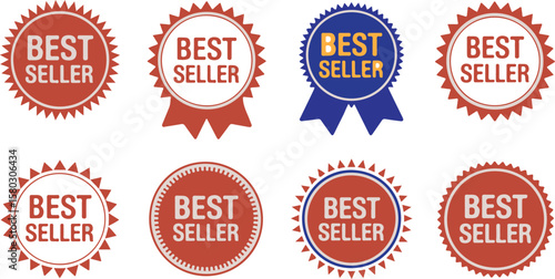 Vector art of collection of eight best seller badges and stickers