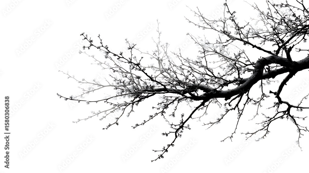 Fototapeta premium Dark branches on white background for minimalist design