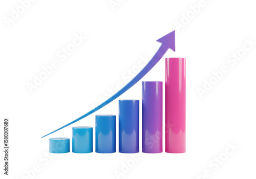 Free Download Isolated Colorful Bar Graph with Upward Arrow - GFXLoad