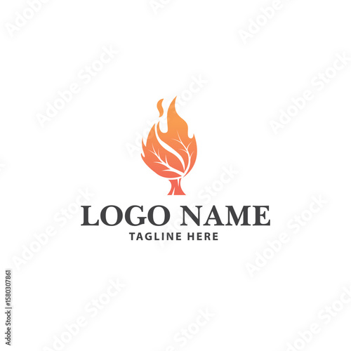 Eco Fire Leaf Logo vector with a modern touch, ideal for brands related to energy, gas or fuel