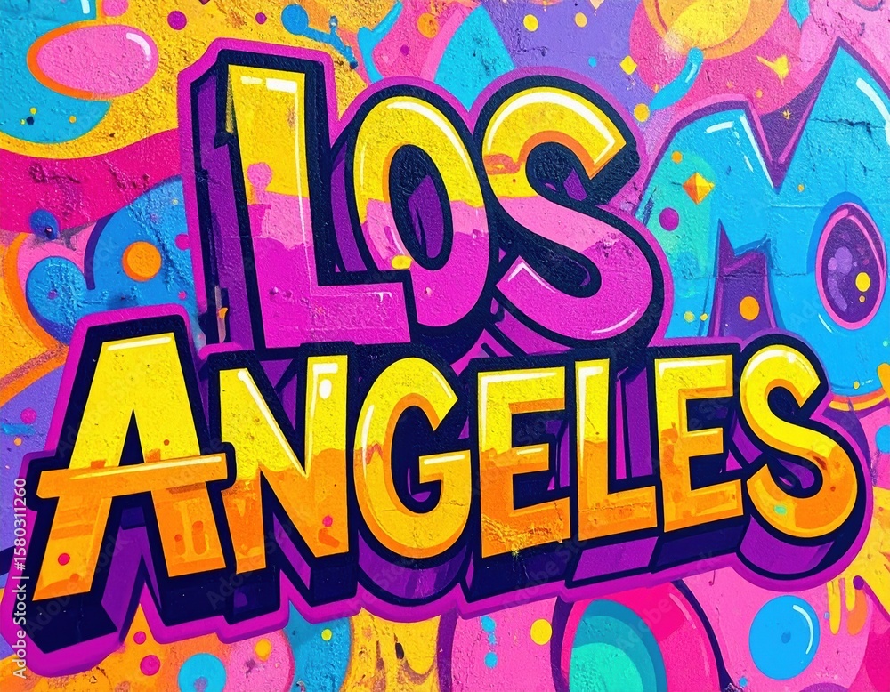 Fototapeta premium Vibrant los angeles graffiti art with bold colors and urban style