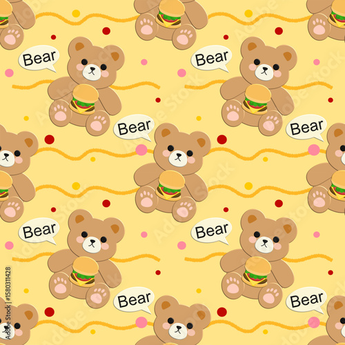 seamless pattern with bears , fabric pattern, gift wrapping paper, notebook cover, phone case 