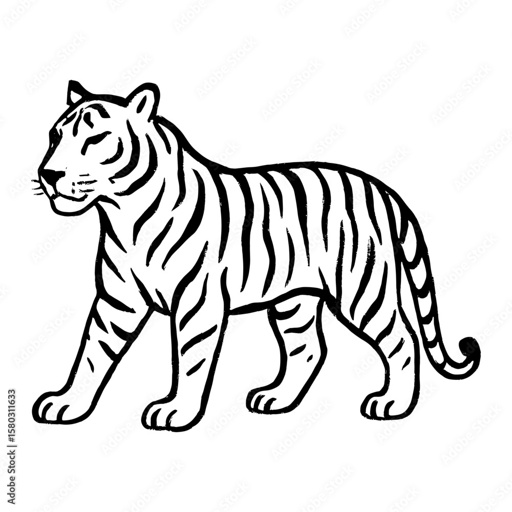 Obraz premium Elegant tiger line art illustration vector