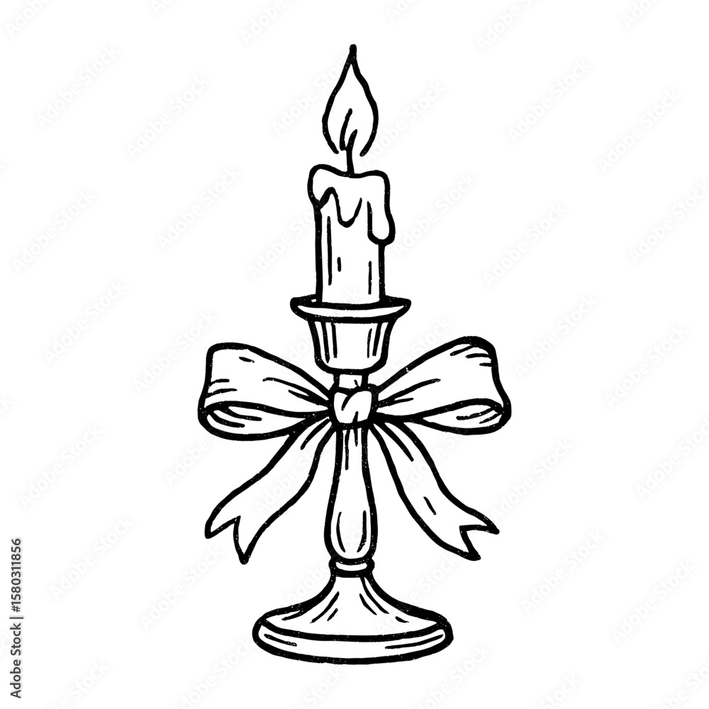 Fototapeta premium Elegant candle with decorative ribbon vector