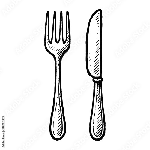 Vintage cutlery sketch illustration vector
