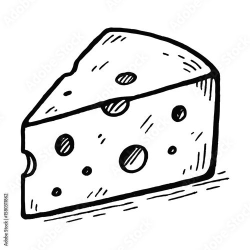 Hand-drawn cheese slice illustration vector
