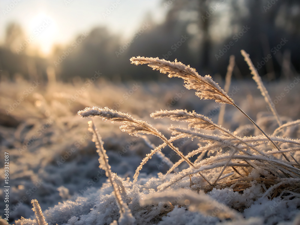 Fototapeta premium grass in the snow. grass, nature, field, sky, wheat, plant, summer, agriculture, yellow, blue, meadow, wind, autumn, winter, dry, flora, grain, sun, crop, cold, rural, natural, sunlight, outdoor, seas