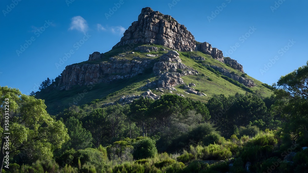 Naklejka premium Rocky Mountain Peak Under Blue Sky