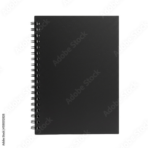 Isolated Black Spiral Notebook Perfect for Notes and Office Usage