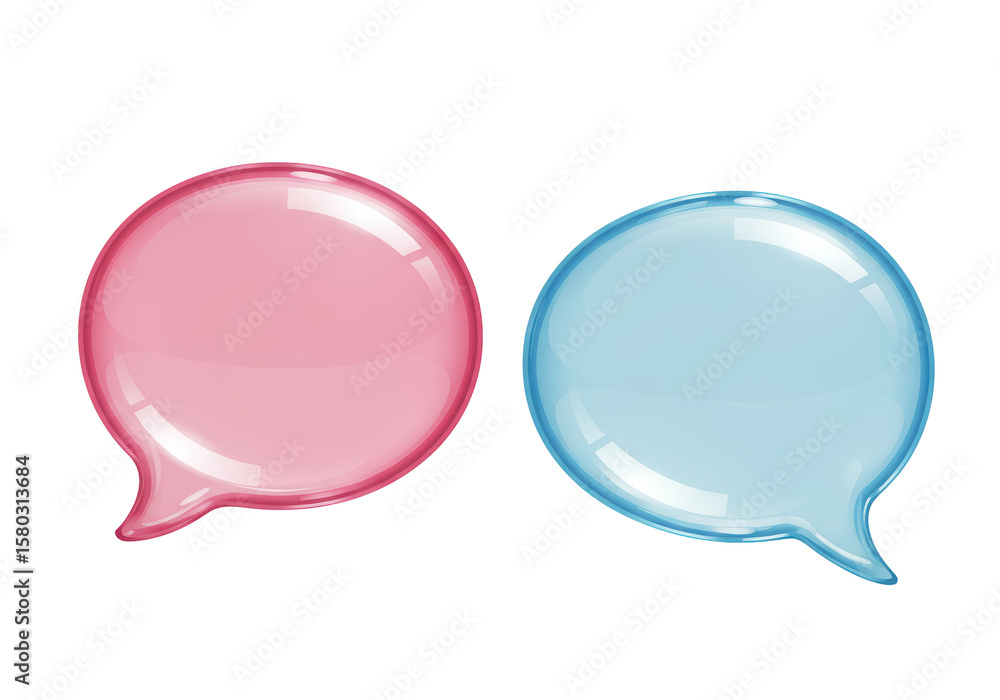 Isolated Pink and Blue Speech Bubbles Communication Dialogue Isolated Pink and Blue Speech Bubbles Communication Dialogue