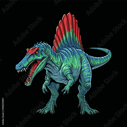 Spinosaurus Hand drawn cartoon Illustration