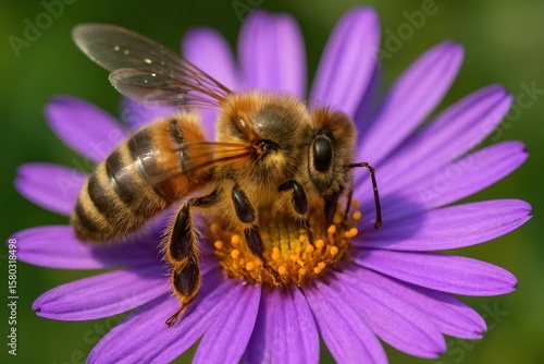 A Bee at Rest on a Purple Flower