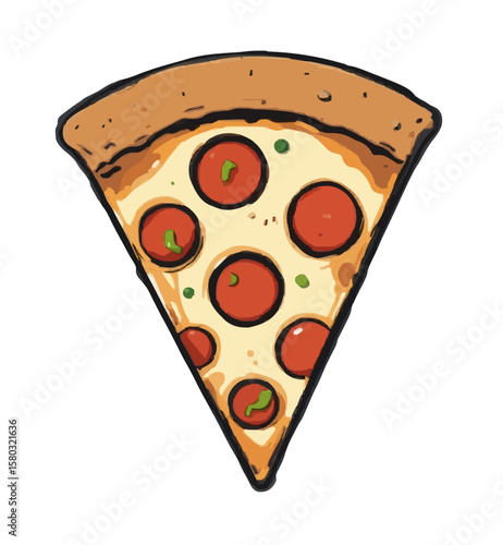 A mouth-watering single slice of classic pepperoni pizza, generously topped with melted cheese,