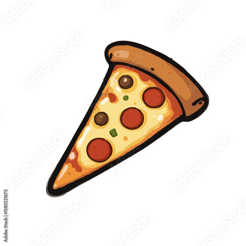 A mouth-watering single slice of classic pepperoni pizza, generously topped with melted cheese,
