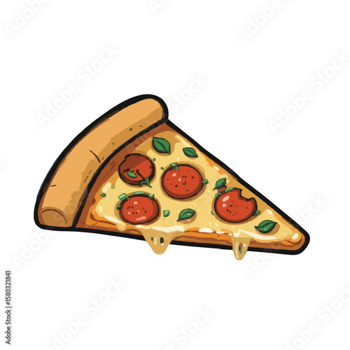 A mouth-watering single slice of classic pepperoni pizza, generously topped with melted cheese,