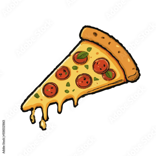 A mouth-watering single slice of classic pepperoni pizza, generously topped with melted cheese,