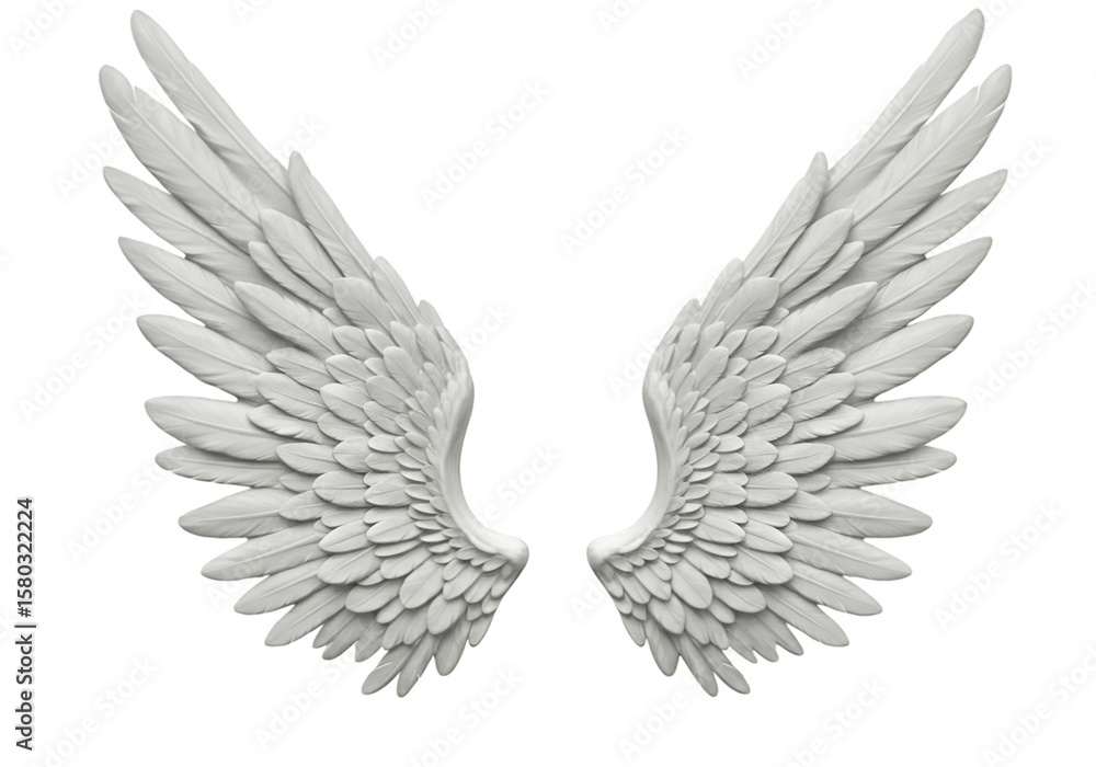 Obraz premium Illustration White Angel Wings Isolated for Decoration with Feather Design