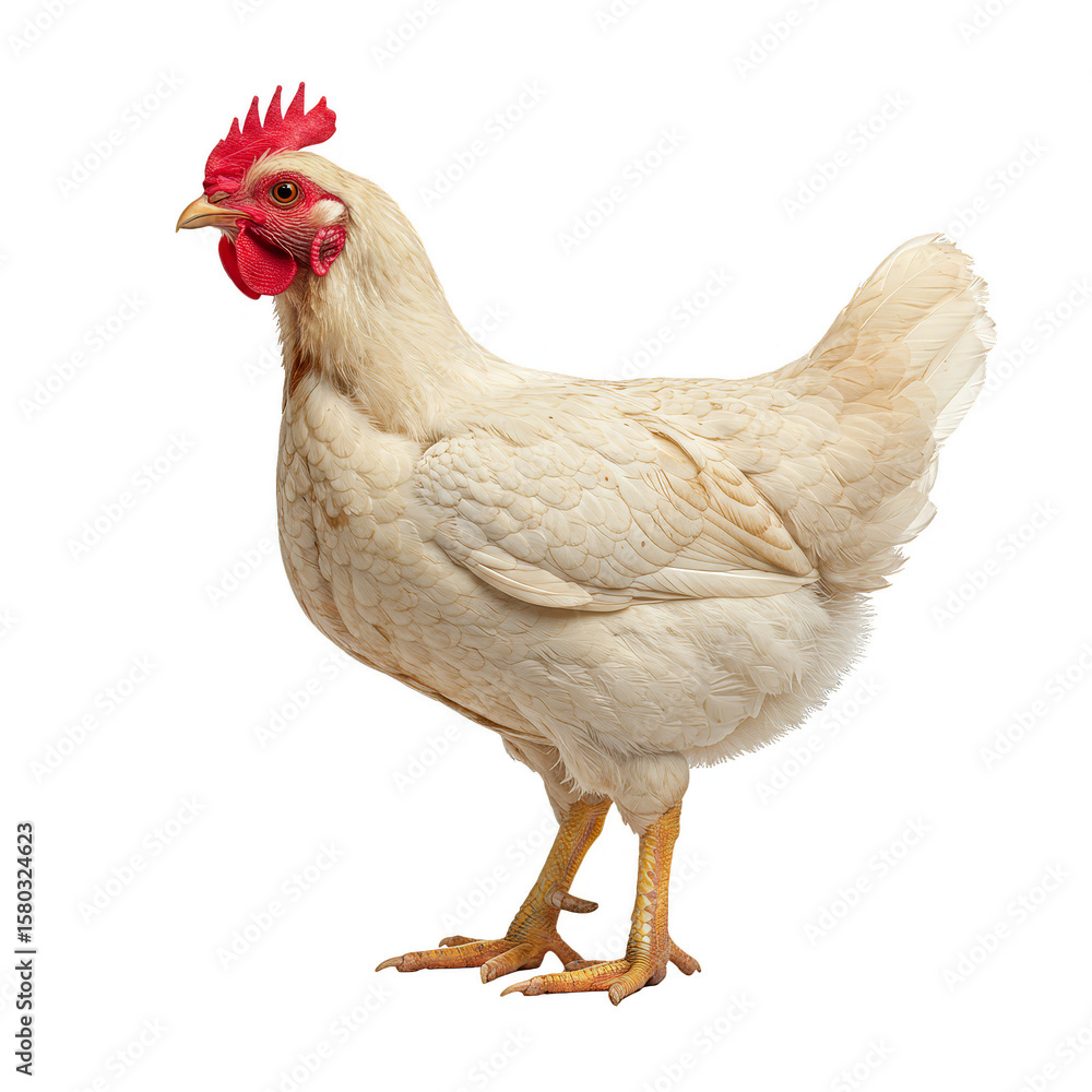 Fototapeta premium Isolated White Chicken Farm Animal Poultry Bird Illustration