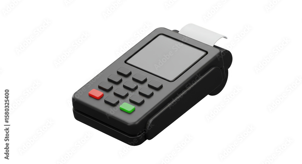 Isometric Pos Terminal Isolated on Transparent Background Render Isometric Pos Terminal Isolated on Transparent Background Render