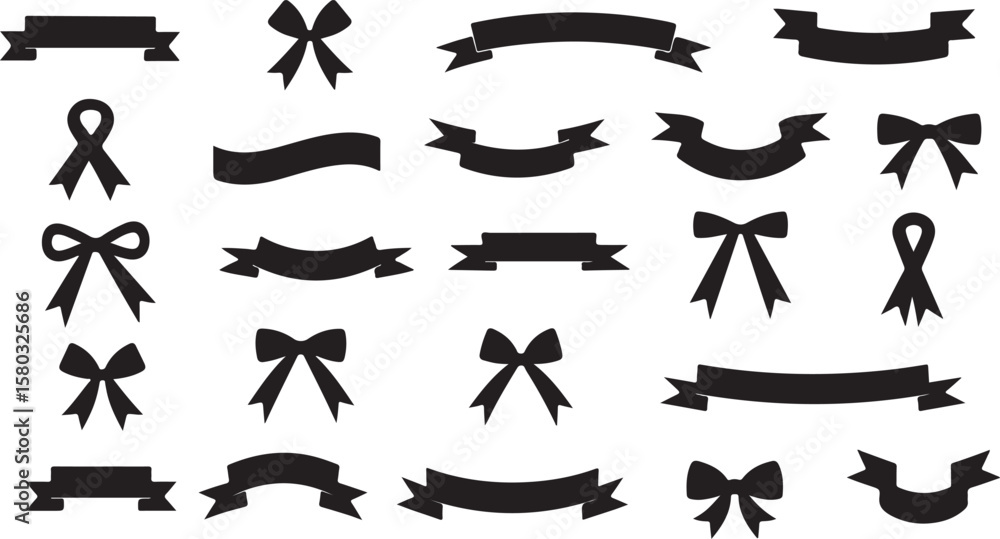 Naklejka premium Elegant Ribbons and Bows for Classic Decorative Design Elements