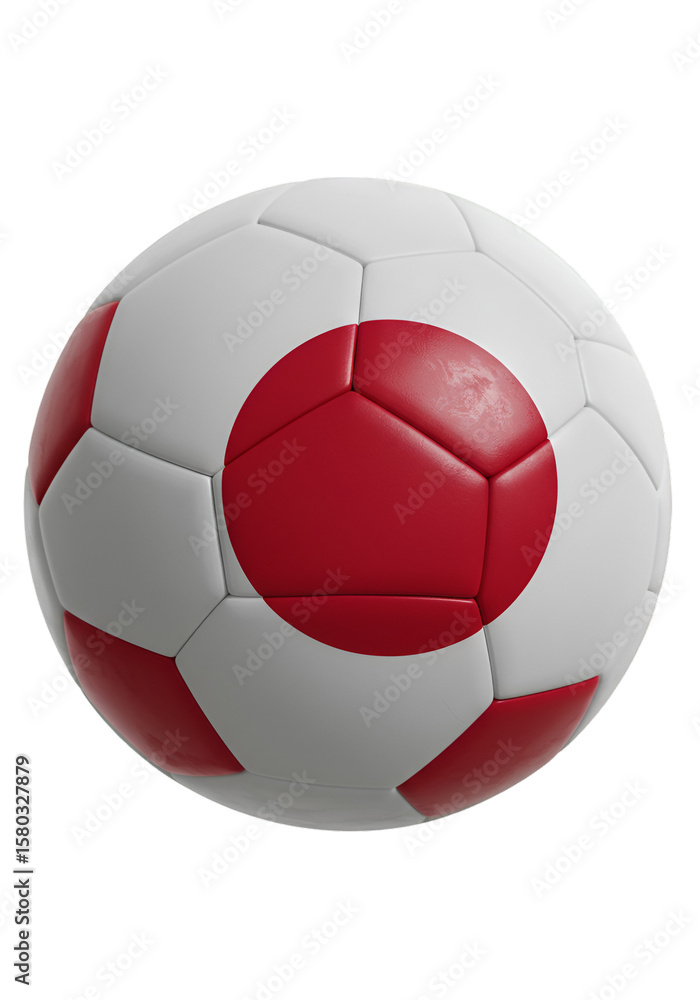 Fototapeta premium Isolated 3D Rendering of a Soccer Ball with Japan Flag on Transparent