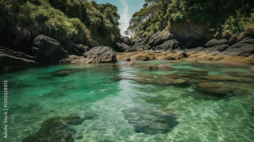 Emerald cove rocks and shallow water Emerald cove rocks and shallow water