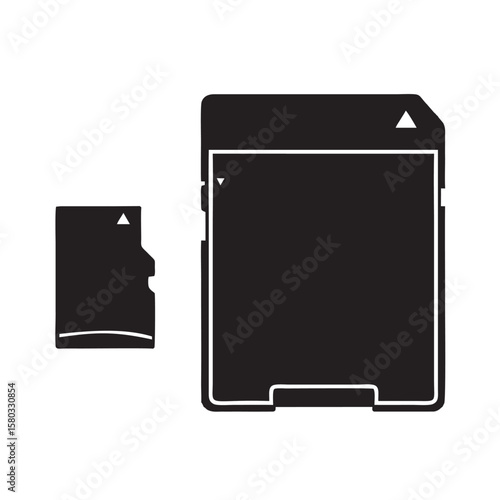 silhouette photo of micro sd with white background
