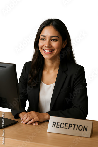 Element Isolated Transparent Friendly receptionist at the front desk smiling. PNG DIE-CUT for advertising