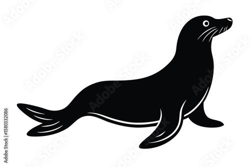 sea lion silhouette vector icon