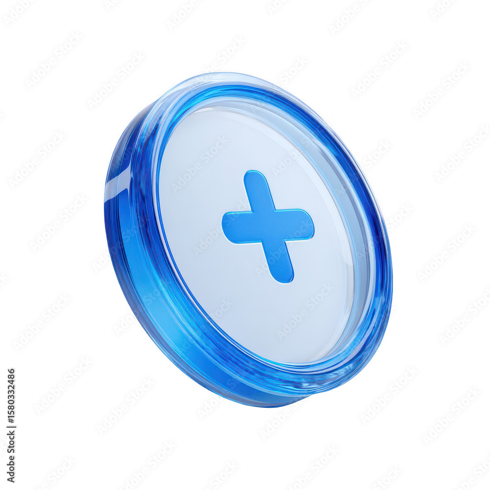 Obraz premium 3D plus sign, glossy blue, circular button