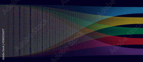 Color lines from chaotic to order. Big data analyzing concept illustration.