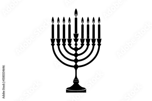 Illustration of a hanukkah menorah with nine candles