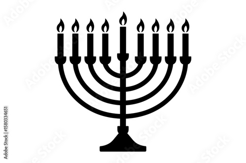 A silhouette of a hanukkah menorah with nine candles