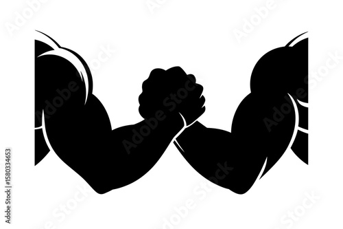 Silhouette of two arms engaged in arm wrestling