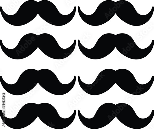 Set of Eight Mustache Silhouettes