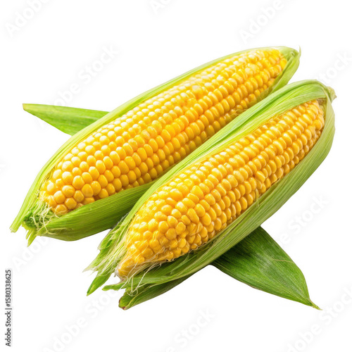 Wallpaper Mural Two golden ears of corn, vibrant yellow kernels nestled in fresh green husks Torontodigital.ca