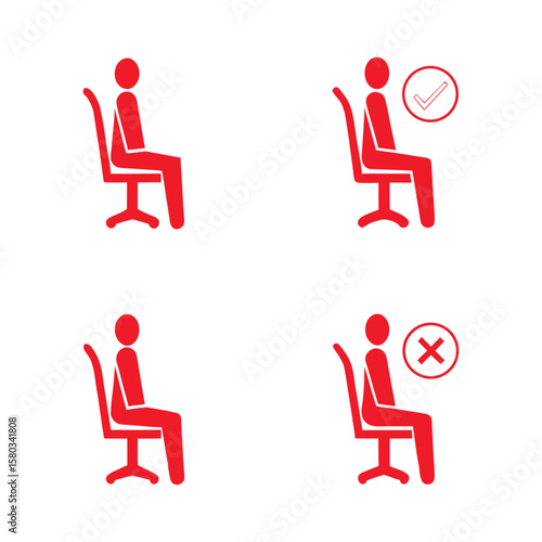 Posture and Movement Icons – Spine, Sitting, Standing, Ergonomics, Stretching
