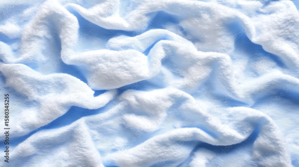 Fototapeta premium Serene Sky Blue Fabric Texture with Soft, Fluffy Waves Creating a Calming Visual