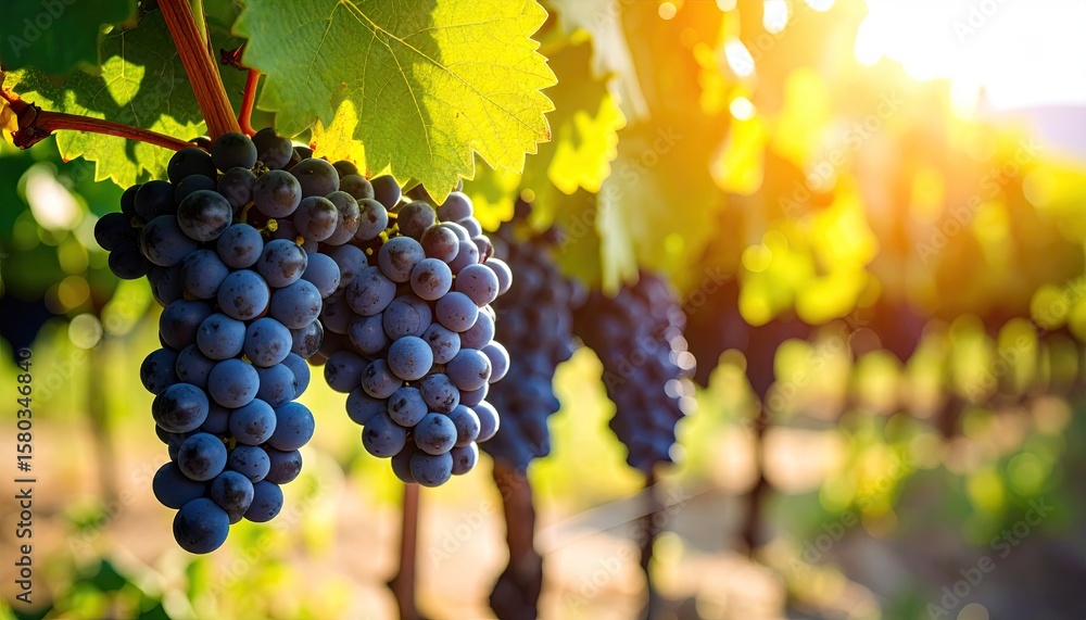 Fototapeta premium Vineyard grapes in golden light