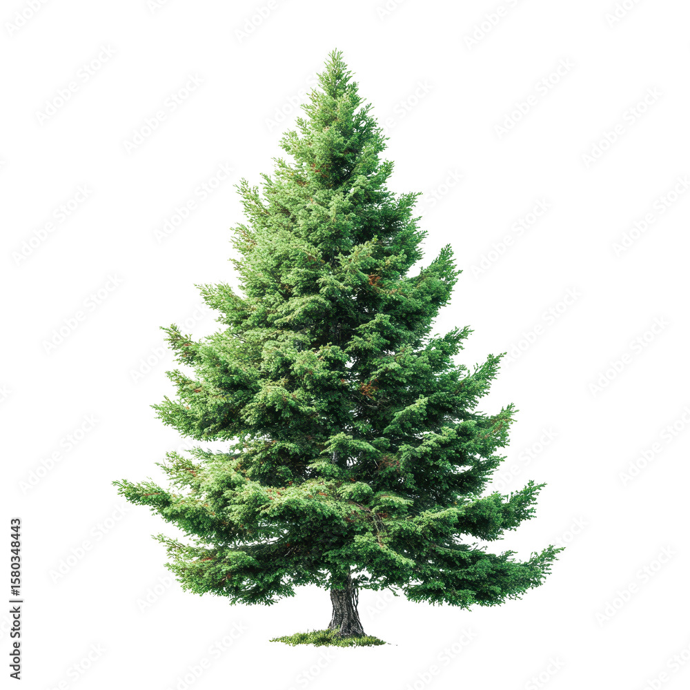 Fototapeta premium Lush Evergreen Tree Isolated on Black Background