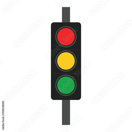 "Traffic Light Icon – Red Yellow Green Signal Vector on White Background"