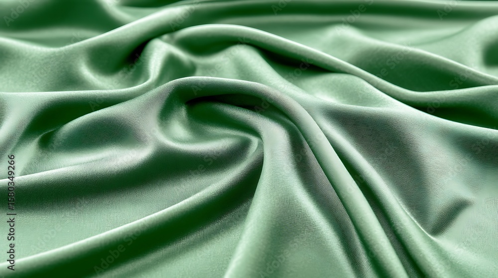 Obraz premium Subtle sheen of flowing emerald silk captures elegance and soft texture to enhance
