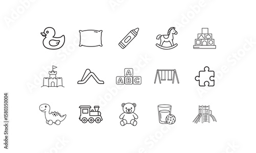 Duck pillow crayon rocking horse blocks castle slide abc blocks swings puzzle dinosaur train teddy bear milk cookie playground